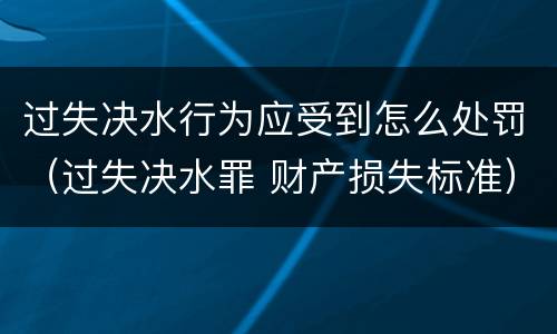 过失决水行为应受到怎么处罚（过失决水罪 财产损失标准）