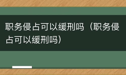 职务侵占可以缓刑吗（职务侵占可以缓刑吗）
