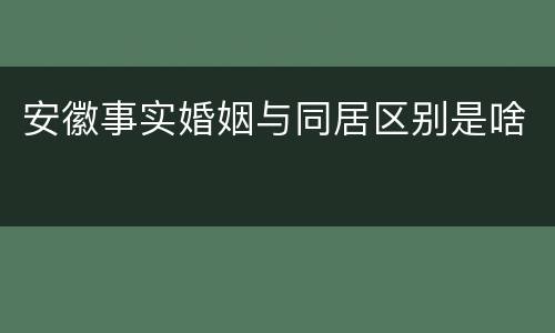 安徽事实婚姻与同居区别是啥