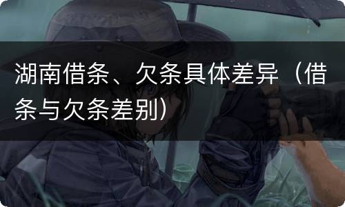 湖南借条、欠条具体差异（借条与欠条差别）