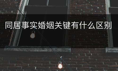 同居事实婚姻关键有什么区别