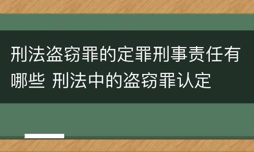 刑法盗窃罪的定罪刑事责任有哪些 刑法中的盗窃罪认定
