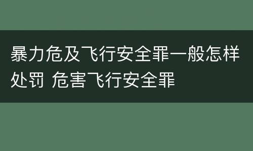 暴力危及飞行安全罪一般怎样处罚 危害飞行安全罪
