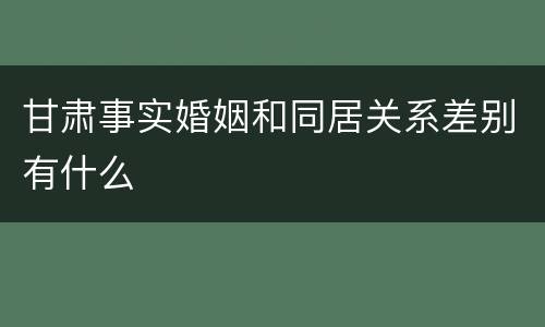 甘肃事实婚姻和同居关系差别有什么