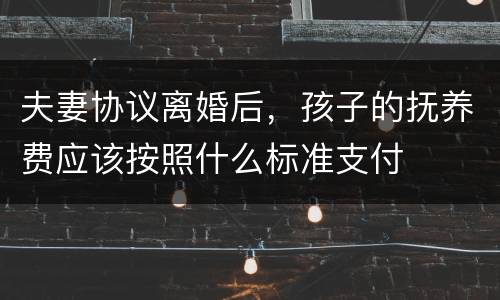 夫妻协议离婚后，孩子的抚养费应该按照什么标准支付
