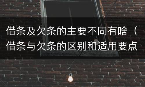 借条及欠条的主要不同有啥（借条与欠条的区别和适用要点）