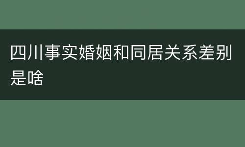 四川事实婚姻和同居关系差别是啥
