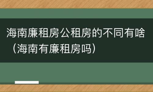 海南廉租房公租房的不同有啥（海南有廉租房吗）