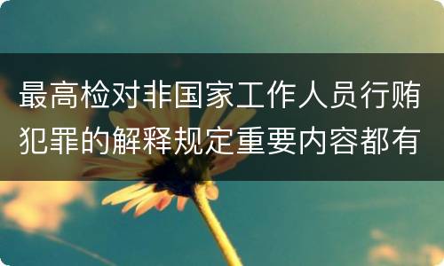 最高检对非国家工作人员行贿犯罪的解释规定重要内容都有哪些