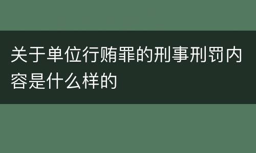 关于单位行贿罪的刑事刑罚内容是什么样的