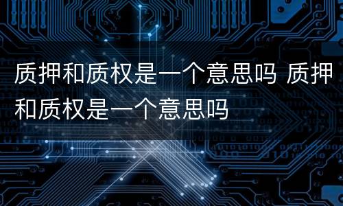 质押和质权是一个意思吗 质押和质权是一个意思吗