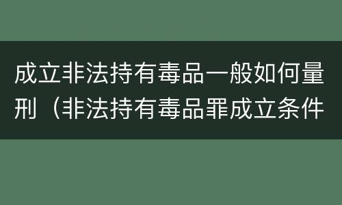 成立非法持有毒品一般如何量刑（非法持有毒品罪成立条件）