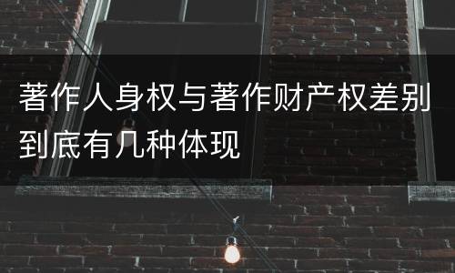 著作人身权与著作财产权差别到底有几种体现