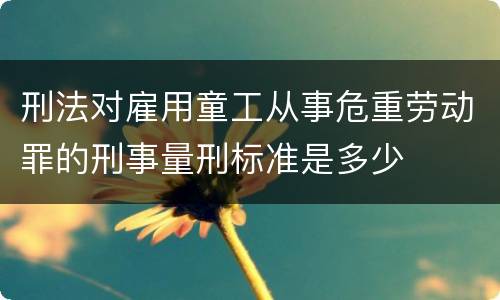 刑法对雇用童工从事危重劳动罪的刑事量刑标准是多少