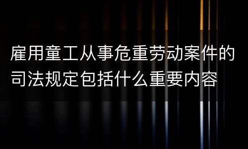 雇用童工从事危重劳动案件的司法规定包括什么重要内容