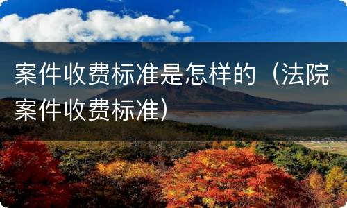 案件收费标准是怎样的（法院案件收费标准）