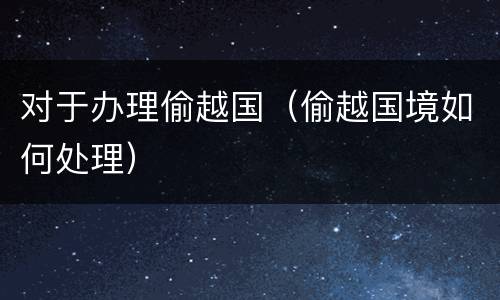 对于办理偷越国（偷越国境如何处理）
