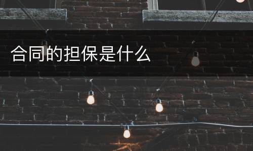 合同的担保是什么