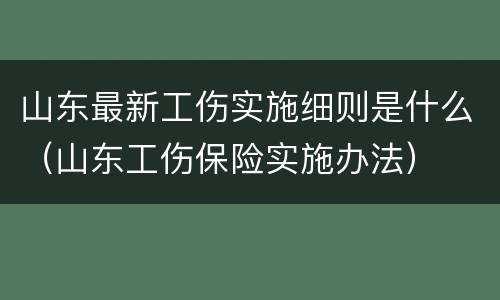 山东最新工伤实施细则是什么（山东工伤保险实施办法）