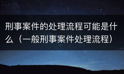 刑事案件的处理流程可能是什么（一般刑事案件处理流程）