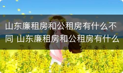 山东廉租房和公租房有什么不同 山东廉租房和公租房有什么不同之处