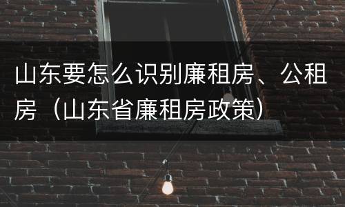 山东要怎么识别廉租房、公租房（山东省廉租房政策）