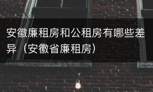 安徽廉租房和公租房有哪些差异（安徽省廉租房）