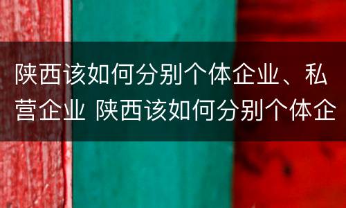 陕西该如何分别个体企业、私营企业 陕西该如何分别个体企业,私营企业呢
