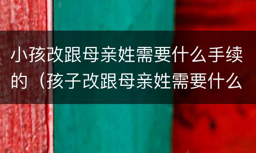 小孩改跟母亲姓需要什么手续的（孩子改跟母亲姓需要什么资料）