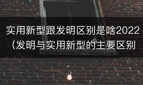 实用新型跟发明区别是啥2022（发明与实用新型的主要区别）