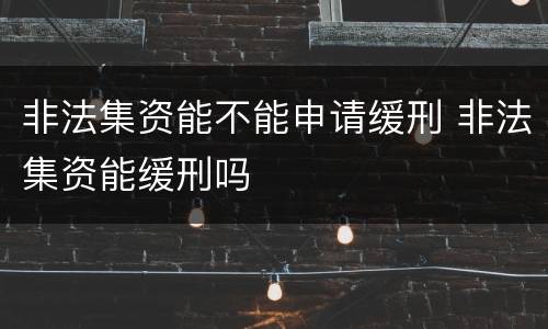 非法集资能不能申请缓刑 非法集资能缓刑吗