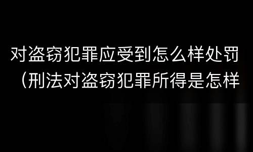 对盗窃犯罪应受到怎么样处罚（刑法对盗窃犯罪所得是怎样处理的）
