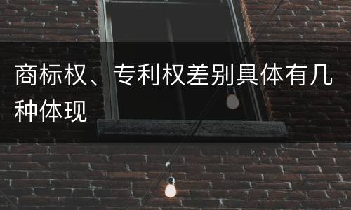 商标权、专利权差别具体有几种体现