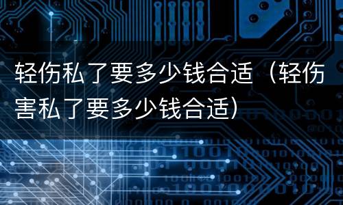 轻伤私了要多少钱合适（轻伤害私了要多少钱合适）