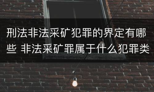 刑法非法采矿犯罪的界定有哪些 非法采矿罪属于什么犯罪类型