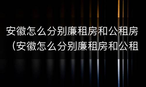 安徽怎么分别廉租房和公租房（安徽怎么分别廉租房和公租房的区别）