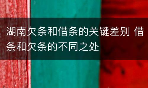 湖南欠条和借条的关键差别 借条和欠条的不同之处