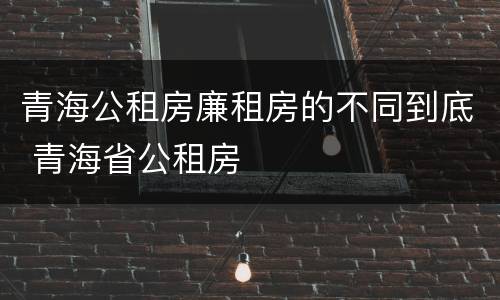 青海公租房廉租房的不同到底 青海省公租房