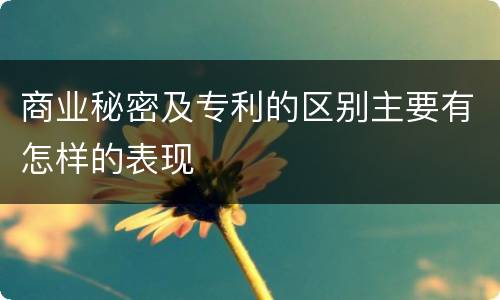 商业秘密及专利的区别主要有怎样的表现