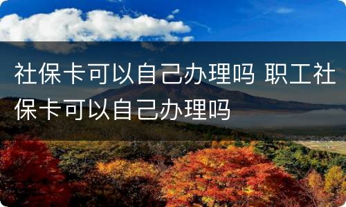 社保卡可以自己办理吗 职工社保卡可以自己办理吗