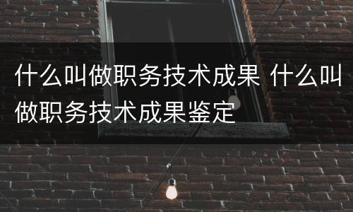 什么叫做职务技术成果 什么叫做职务技术成果鉴定
