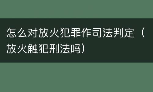 怎么对放火犯罪作司法判定（放火触犯刑法吗）
