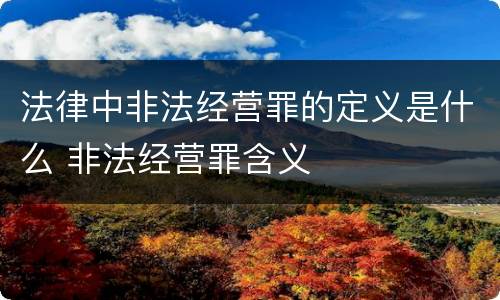 法律中非法经营罪的定义是什么 非法经营罪含义