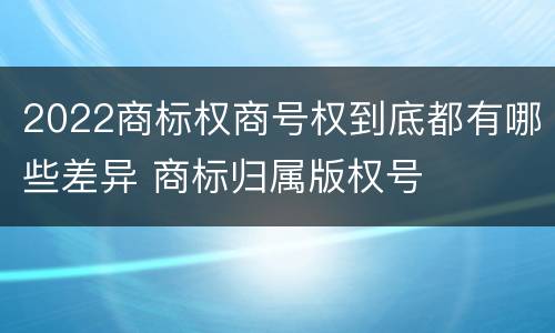 2022商标权商号权到底都有哪些差异 商标归属版权号
