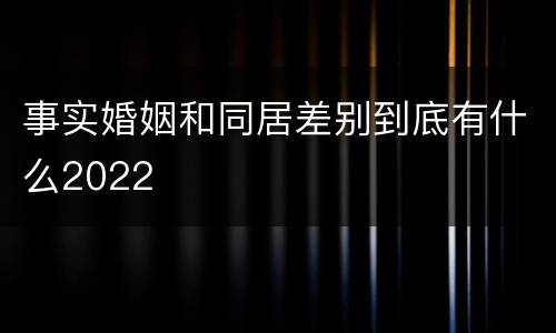 事实婚姻和同居差别到底有什么2022