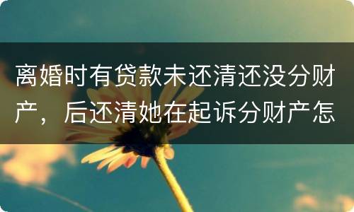 离婚时有贷款未还清还没分财产，后还清她在起诉分财产怎么弄