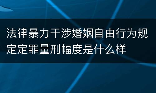 法律暴力干涉婚姻自由行为规定定罪量刑幅度是什么样