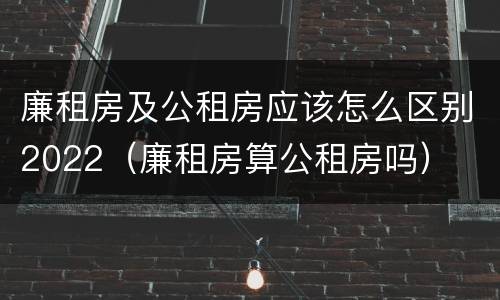 廉租房及公租房应该怎么区别2022（廉租房算公租房吗）