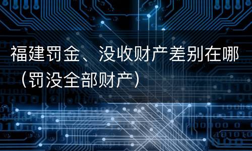 福建罚金、没收财产差别在哪（罚没全部财产）