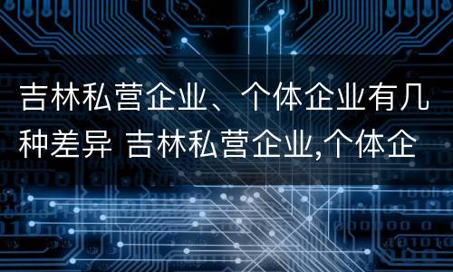 吉林私营企业、个体企业有几种差异 吉林私营企业,个体企业有几种差异类型